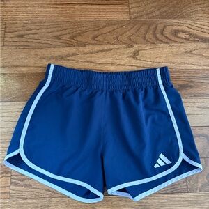 adidas Navy Blue Athletic Shorts with Light Blue Trim kids